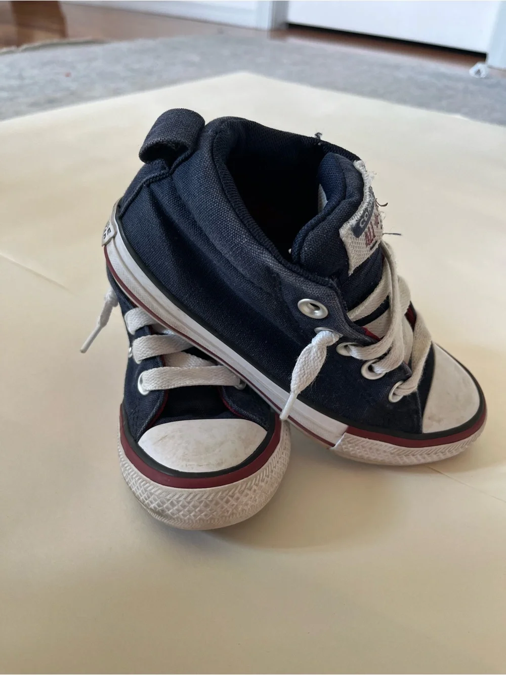 Converse Kids Navy Blue and White High-Top Sneakers